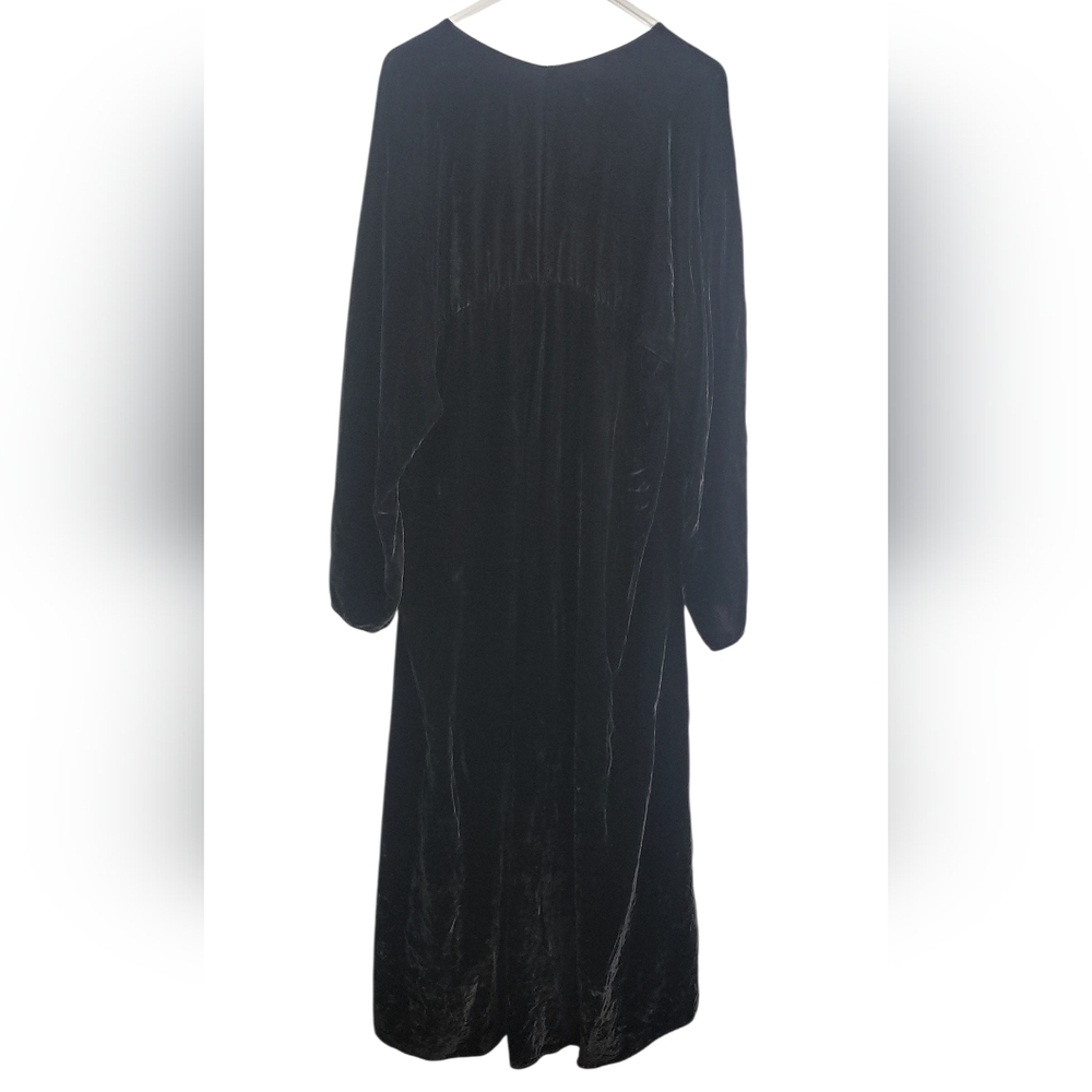 Women's Black Velvet Square Neck High Low Maxi Dress Witchy Goth Victorian - Picture 11 of 13
